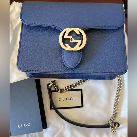 New Gucci Women's Blue Leather Interlocking GG Crossbody bag - Picture 3 of 6